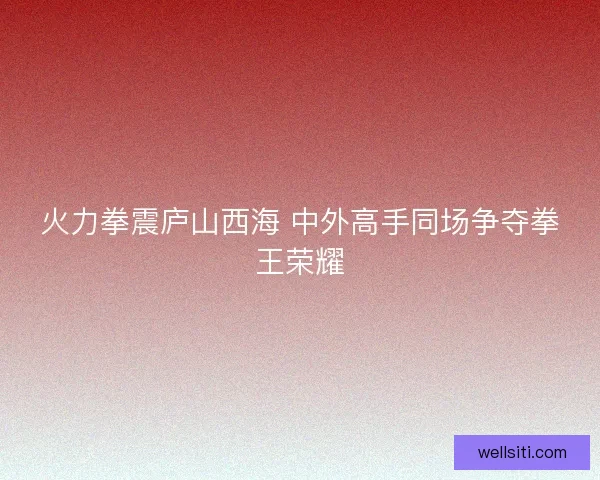 火力拳震庐山西海 中外高手同场争夺拳王荣耀